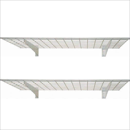 00967 45-Inch X 15-Inch Steel Wall Shelf Storage Rack For Garage, Low-Profile Brackets, Max Shelf Load 200 Pounds, Off White